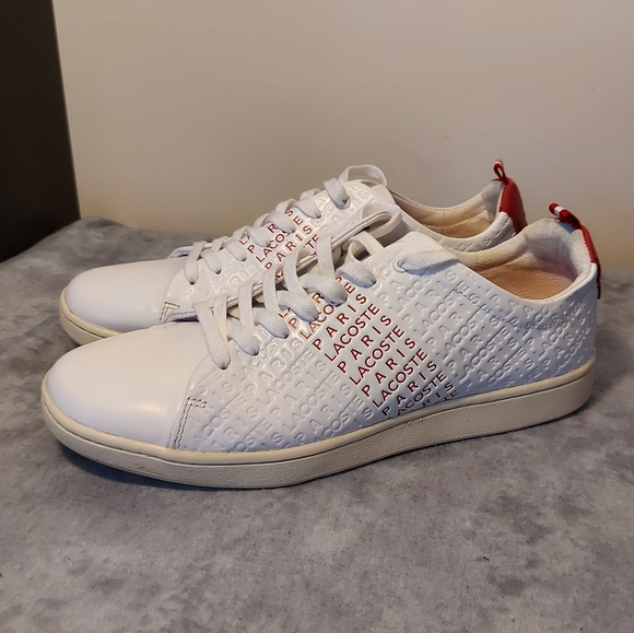 Lacoste Other - Lacoste Mens Carnaby Evo White Red Shoes Size 9.5
